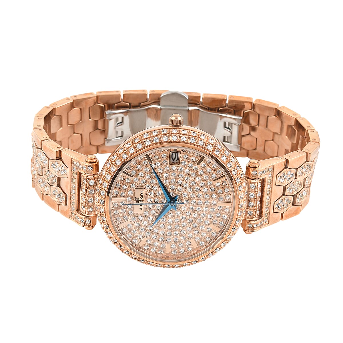 ADEE KAYE Finess Austrian Crystal Japanese Movement Watch in Rosetone (40mm) image number 2
