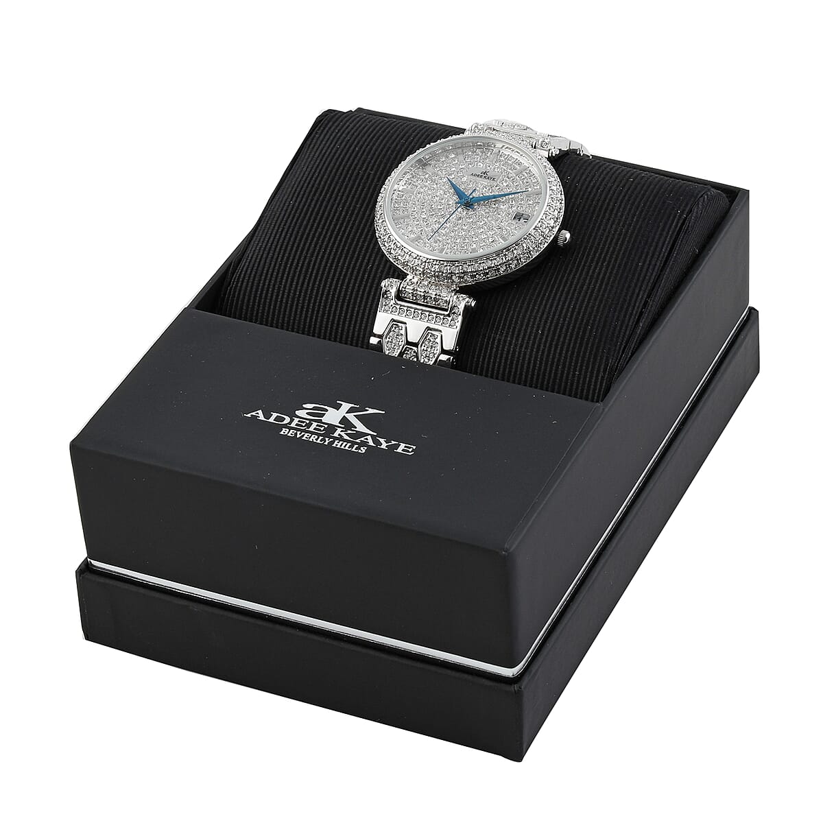 ADEE KAYE Finess Austrian Crystal Japanese Movement Watch in Silvertone (40mm) image number 4