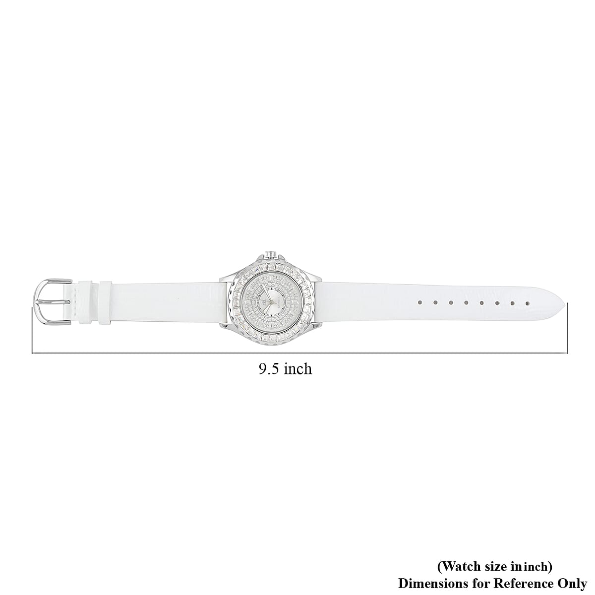 ADEE KAYE Royalty Austrian Crystal Japanese Movement Watch with Genuine Leather Strap in White (38mm) image number 4