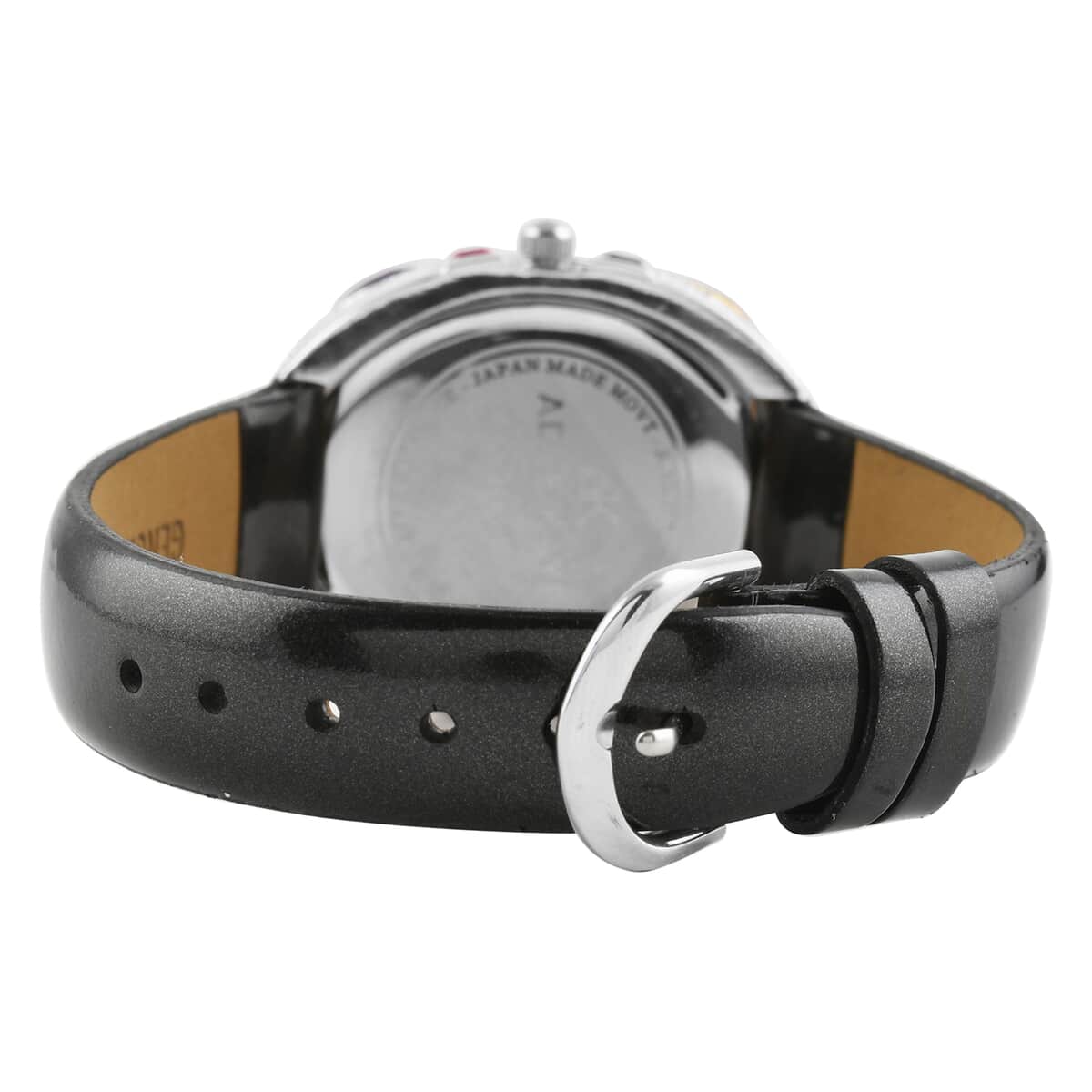 ADEE KAYE Crown Austrian Crystal Japanese Movement Watch with Genuine Leather Strap (Black 34mm) , Women's Designer Watch , Analog Luxury Wristwatch image number 3