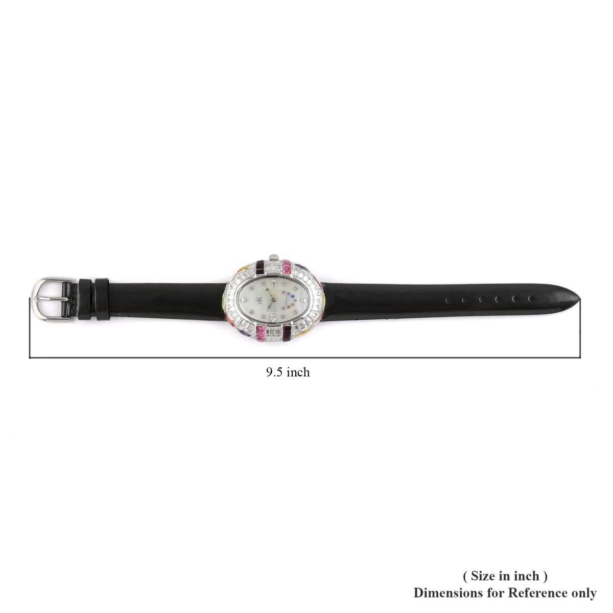 ADEE KAYE Crown Austrian Crystal Japanese Movement Watch with Genuine Leather Strap (Black 34mm) , Women's Designer Watch , Analog Luxury Wristwatch image number 4