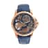 ADEE KAYE La Gear Mechanical Movement Watch with Genuine Leather Strap in Blue (48mm) image number 0