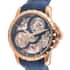 ADEE KAYE La Gear Mechanical Movement Watch with Genuine Leather Strap in Blue (48mm) image number 2