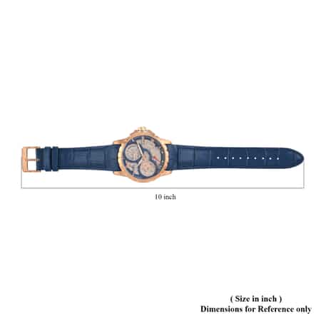 ADEE KAYE La Gear Mechanical Movement Watch with Genuine Leather Strap in Blue (48mm) image number 5