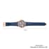 ADEE KAYE La Gear Mechanical Movement Watch with Genuine Leather Strap in Blue (48mm) image number 5