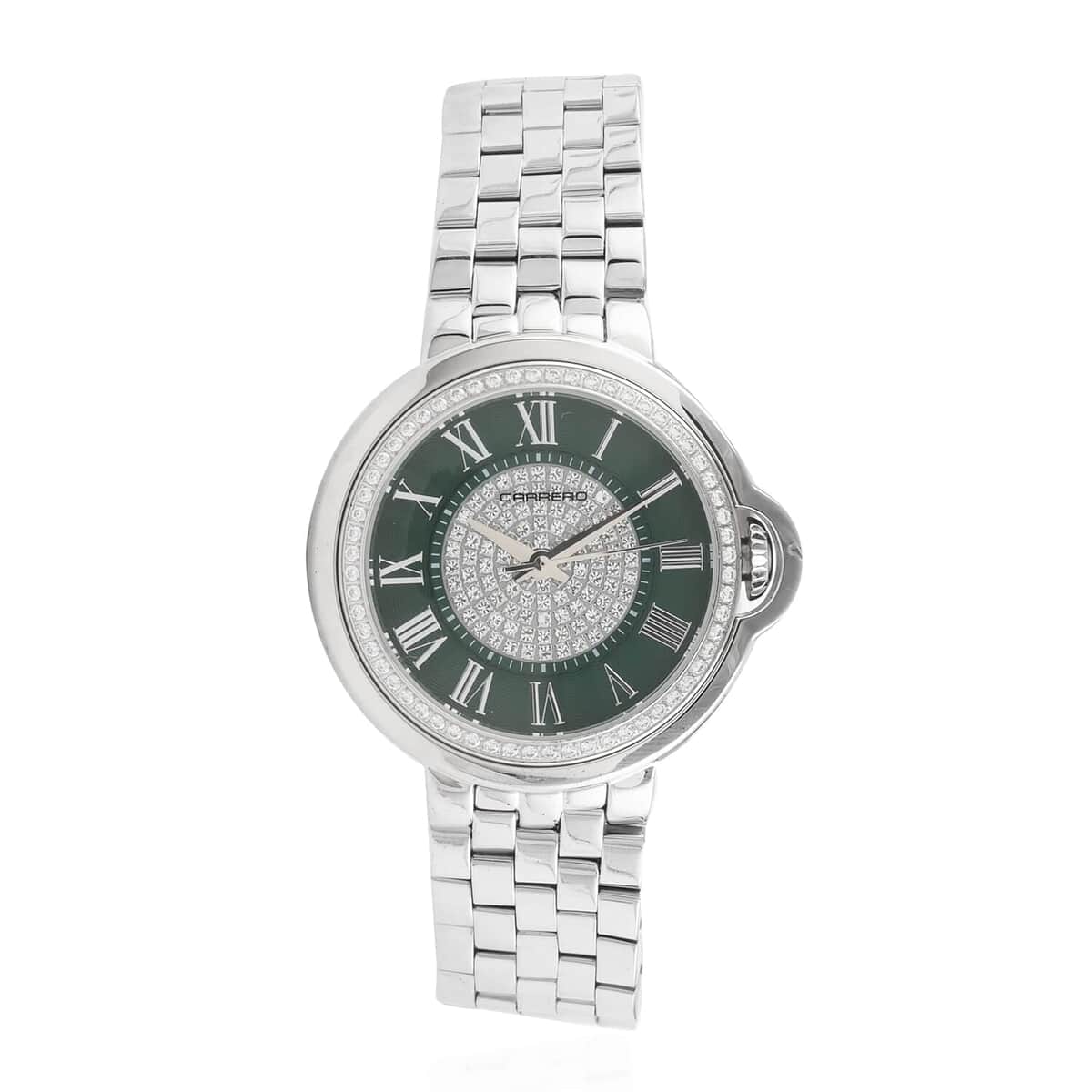 CARRERO Toulon Austrian Crystal Swiss Movement Watch in Stainless Steel With Green Dial (37mm) image number 0