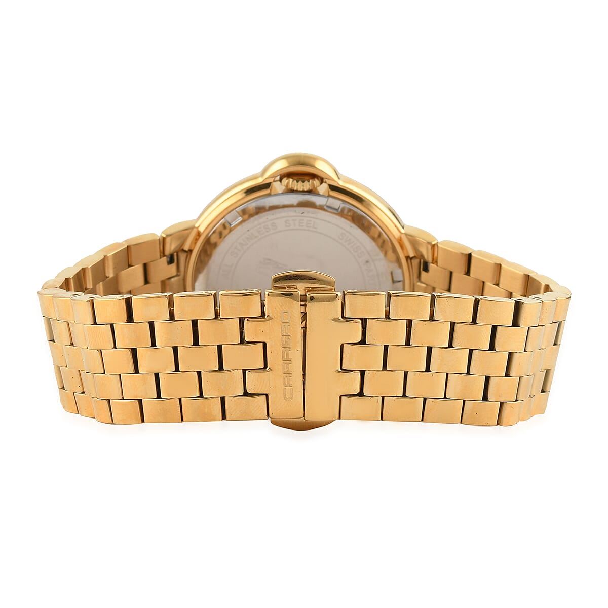 CARRERO Toulon Austrian Crystal Swiss Movement Watch in ION Plated YG Stainless Steel With Blue Dial (37mm) image number 3