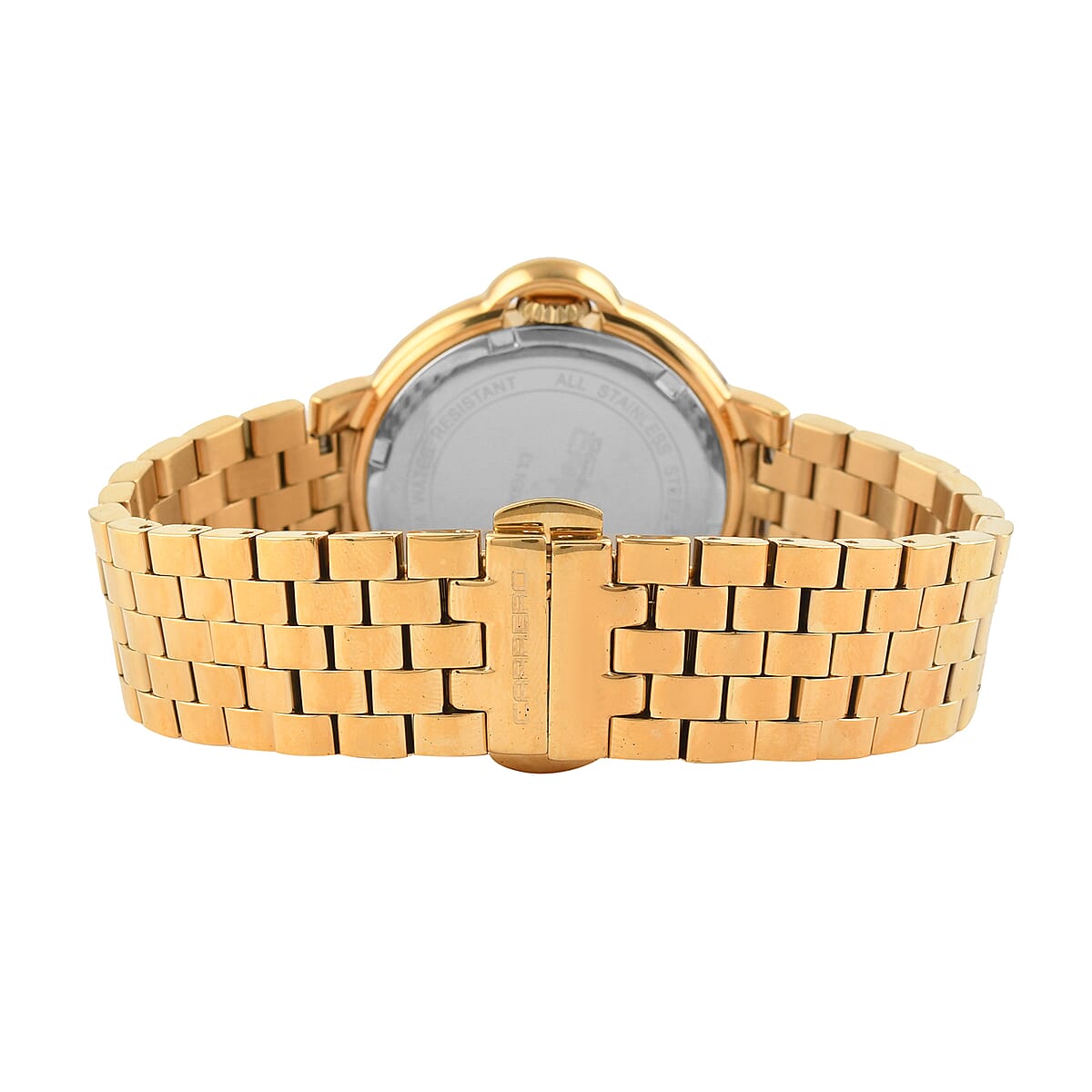 CARRERO Toulon Austrian Crystal Swiss Movement Watch in ION Plated YG Stainless Steel With Red Dial (37mm) image number 2