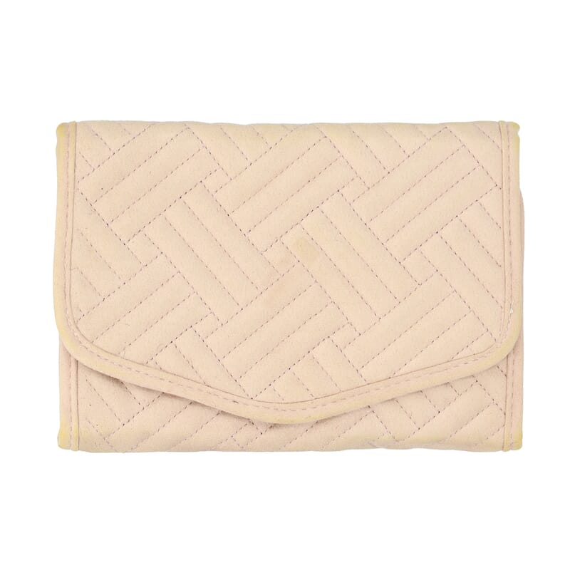 Beige Three Fold Jewelry Roll Organizer , Jewelry Organizer , Jewelry Holder , Travel Jewelry Case , Jewelry Storage