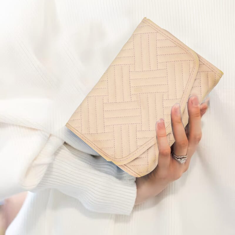 Beige Three Fold Jewelry Roll Organizer , Jewelry Organizer , Jewelry Holder , Travel Jewelry Case , Jewelry Storage
