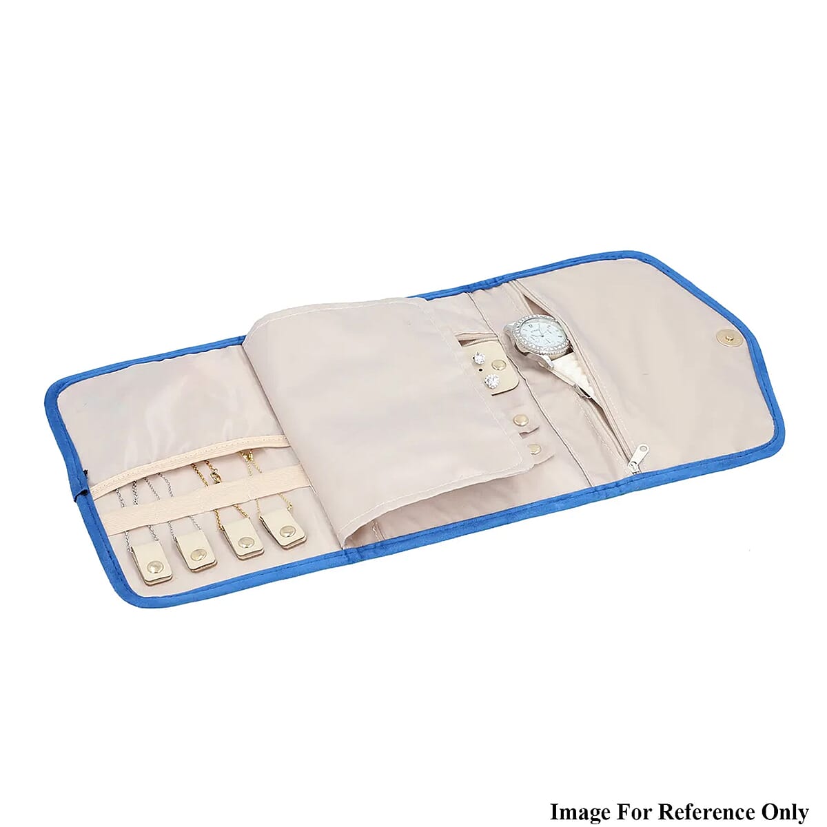 Navy Blue Three Fold Jewelry Roll Organizer, Jewelry Organizer, Jewelry Holder, Travel Jewelry Case, Jewelry Storage image number 6