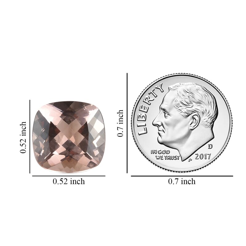Appraised AAA Marropino Morganite (Cush 13.25x13.25 mm) 8.80 ctw , Loose Gem , Loose Gemstones , Loose Stones , Jewelry Stones