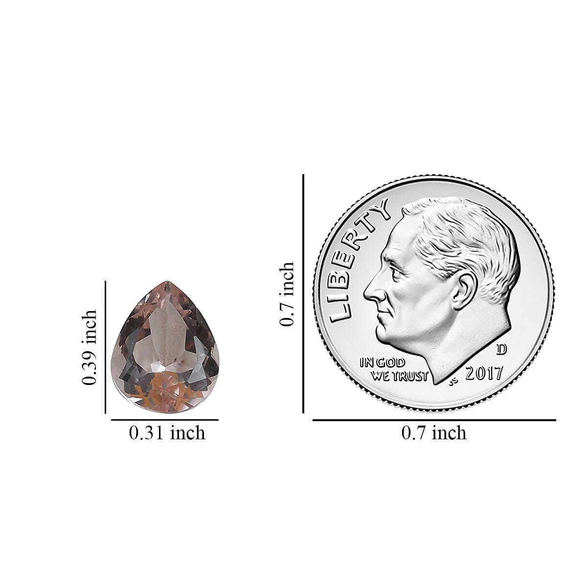 AA Pink Morganite (Pear 10x8 mm) 2.19 ctw image number 2