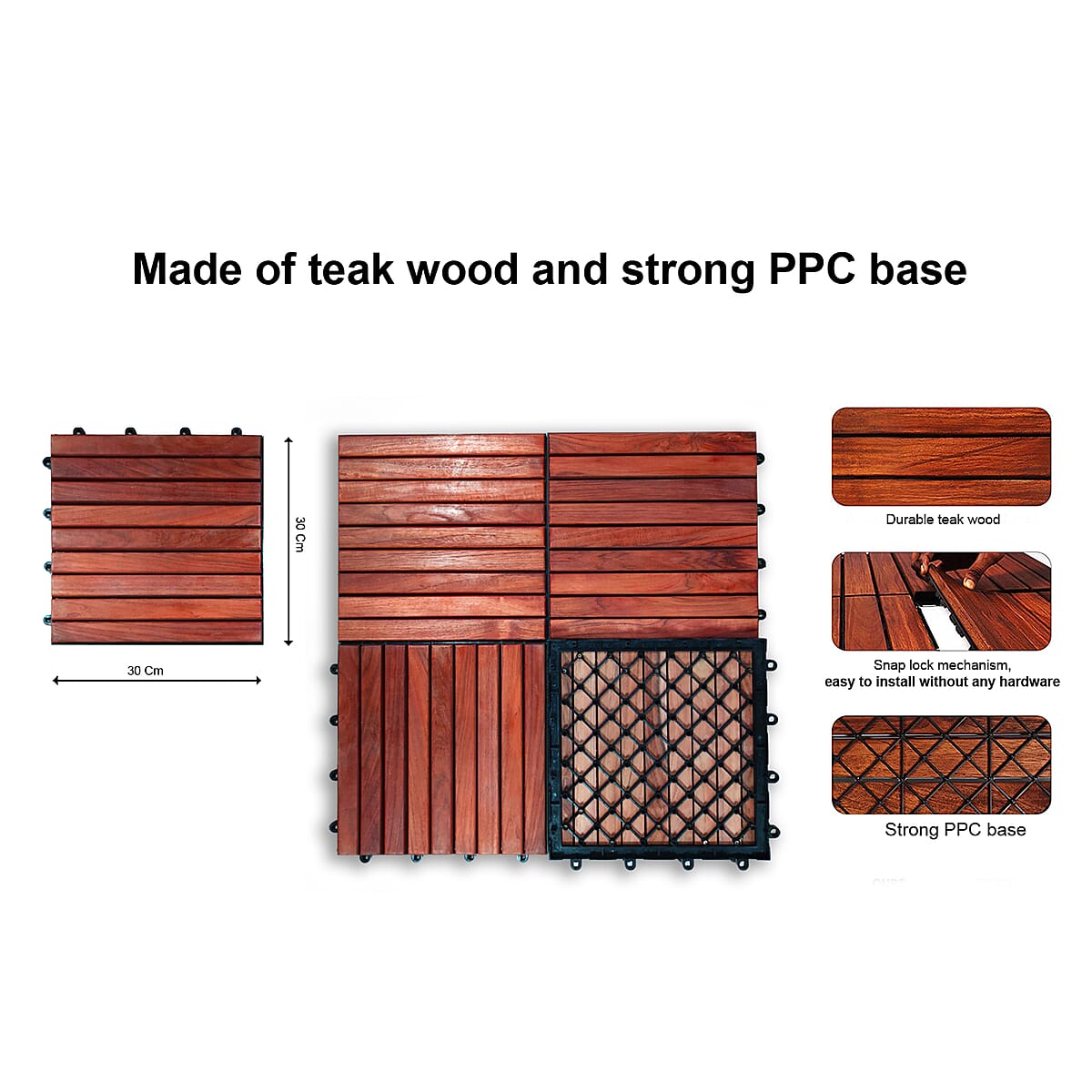 Set of 10 Teak Wooden and Plastic Based Tiles - Alto image number 4