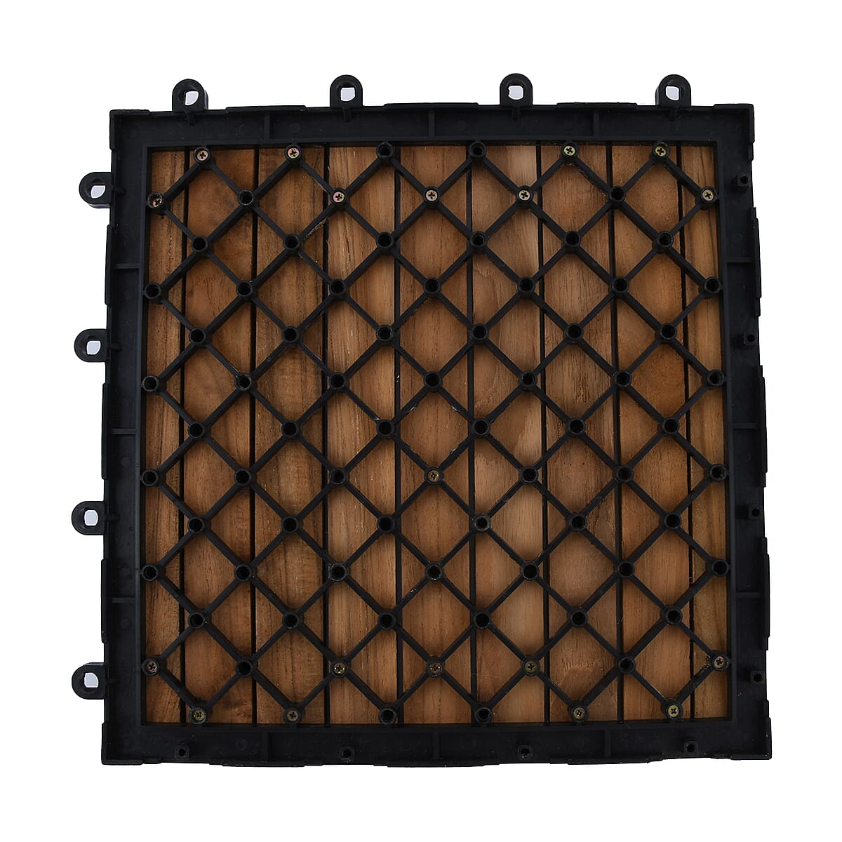 Set of 10 Teak Wooden and Plastic Based Tiles image number 4