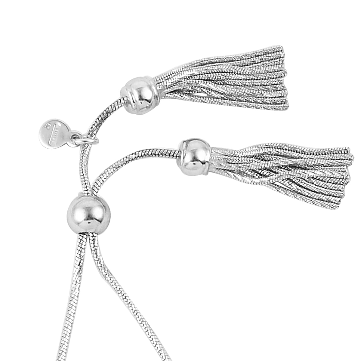 Bar Bolo Tassel Bracelet in Platinum Over Sterling Silver 8.85 Grams image number 2
