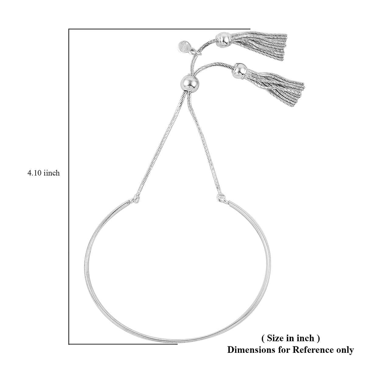 Bar Bolo Tassel Bracelet in Platinum Over Sterling Silver 8.85 Grams image number 4