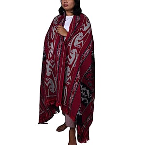 Designer Inspired Handmade Red Tenun Tapestries in Animal Motif