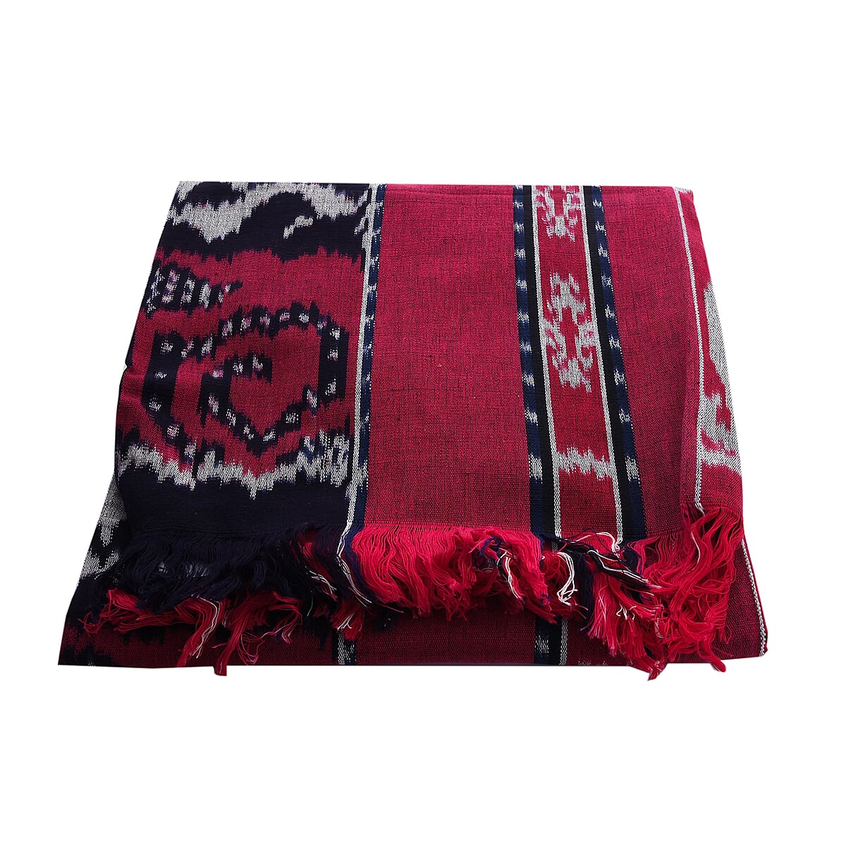 Designer Inspired Handmade Red Tenun Tapestries in Animal Motif image number 1