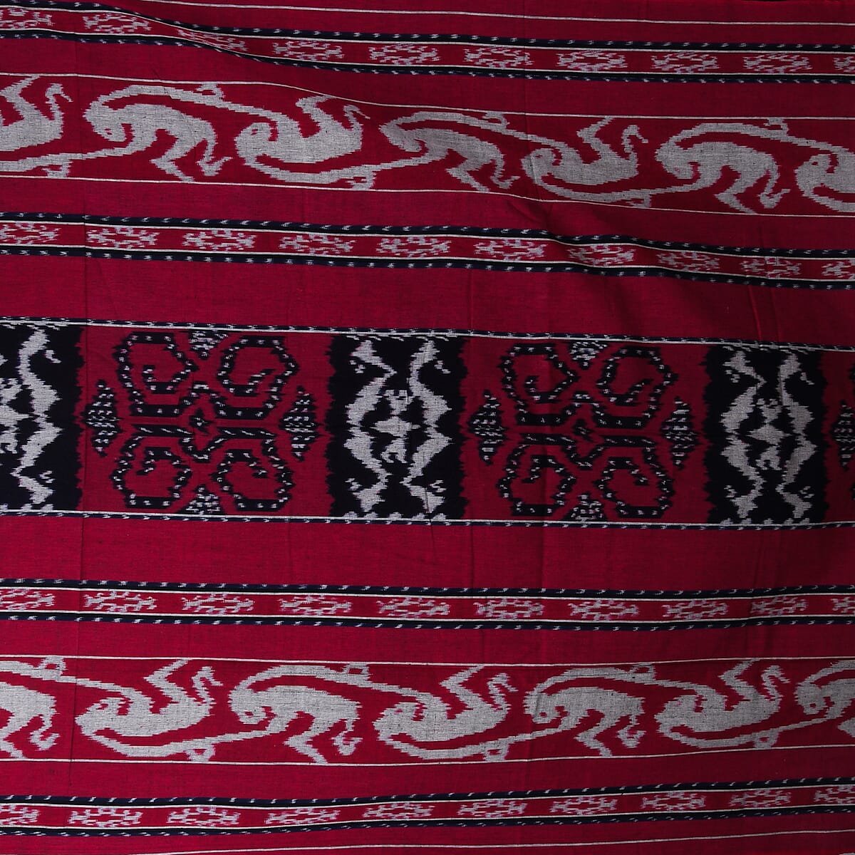 Designer Inspired Handmade Red Tenun Tapestries in Animal Motif image number 2