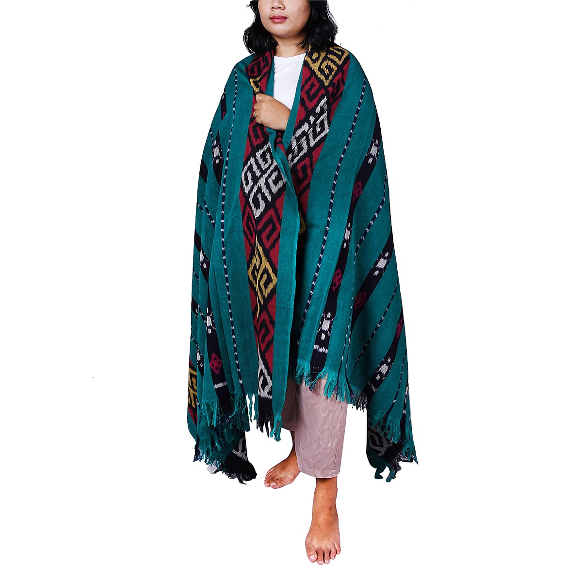 Designer Inspired Handmade Turquoise Tenun Tapestries in Animal Motif image number 1