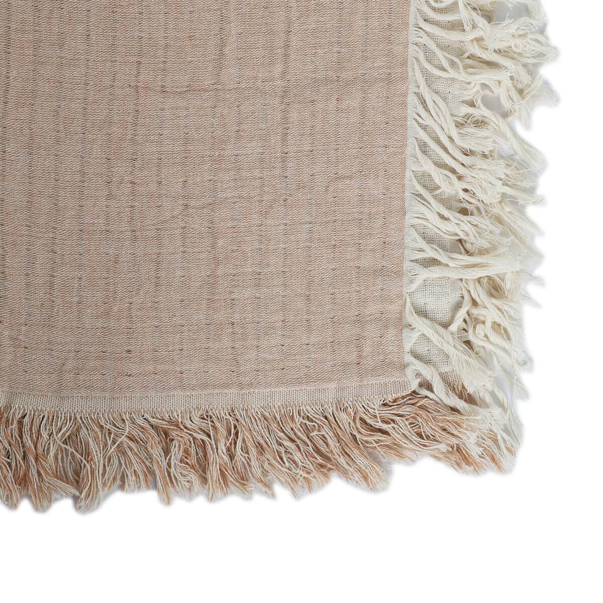 Peach Soft and Lightweight Muslin Layered Cotton Tassel Throw Blanket image number 4