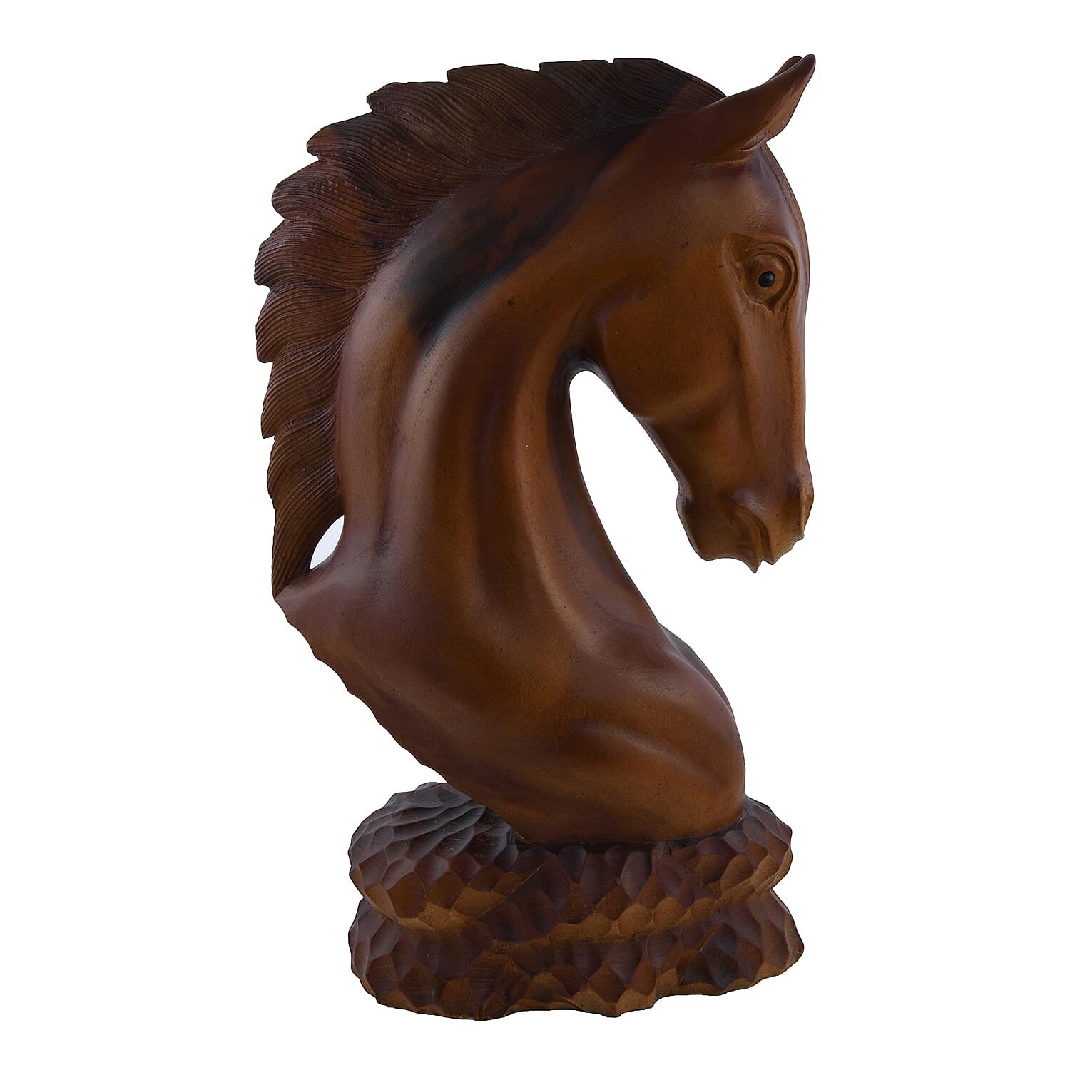 Handcrafted Wooden Horse Sculpture Stand on Globe