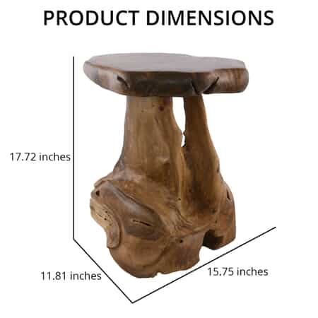 Handmade Teak Wooden Root Stool Sculpture image number 3