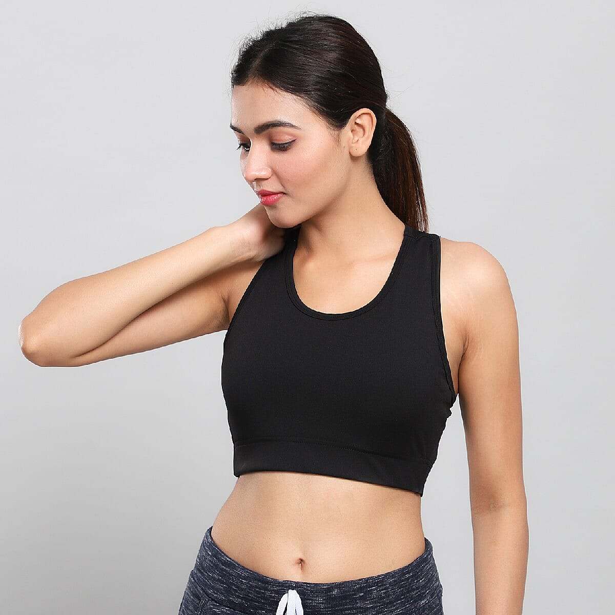 90% Polyester & 10% Lycra Knitted Sports Bra - Black | XL image number 0