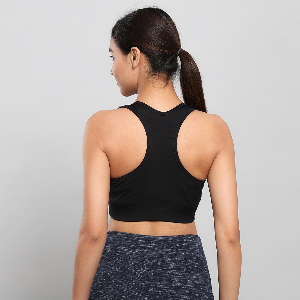 90% Polyester & 10% Lycra Knitted Sports Bra - Black | XL image number 3
