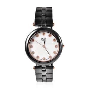 Eon 1962 Natural Champagne Diamond Swiss Movement Watch with Black Ceramic Strap 0.10 ctw