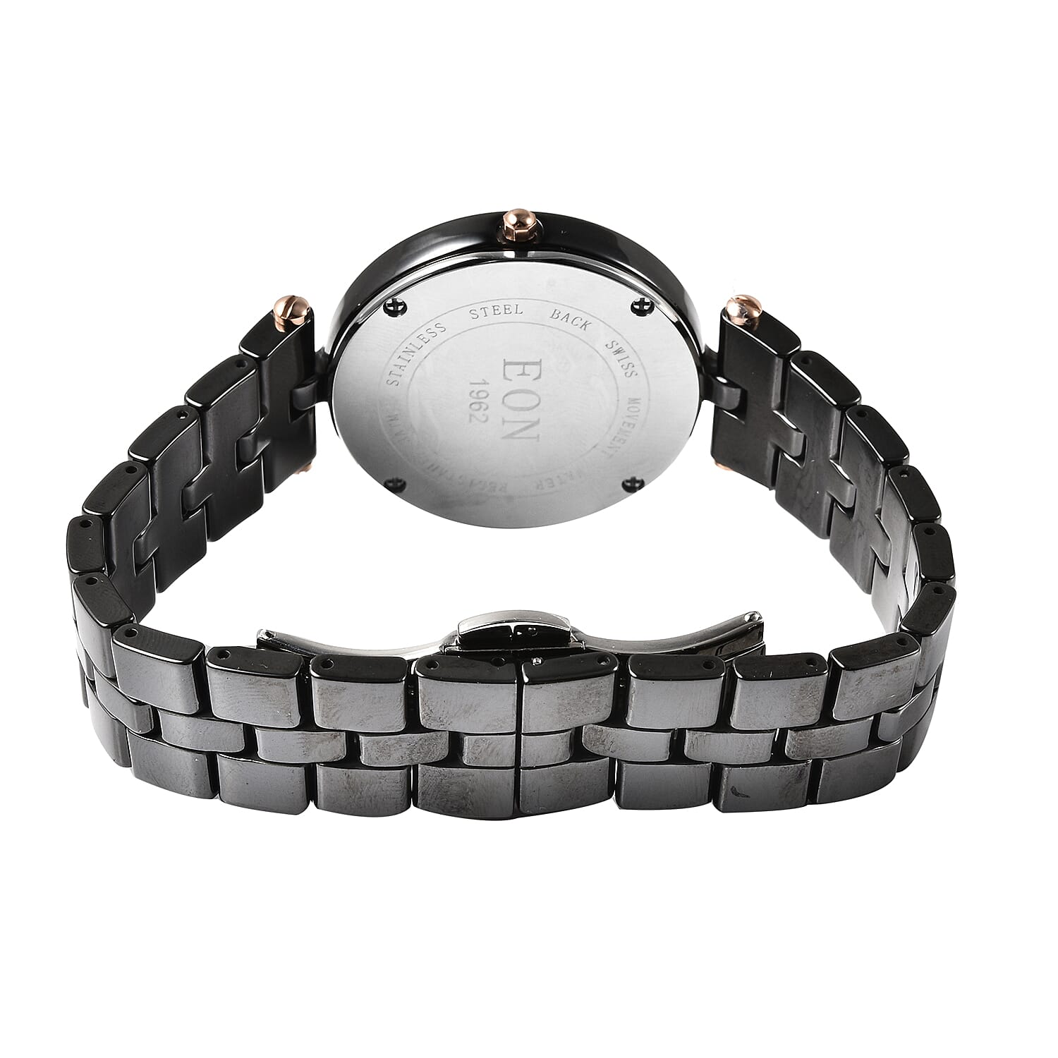 Eon 1962 Natural Champagne Diamond Swiss Movement Watch with Black Ceramic Strap 0.10 ctw
