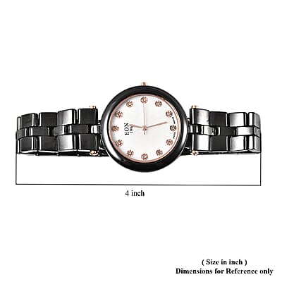 Eon 1962 Natural Champagne Diamond Swiss Movement Watch with Black Ceramic Strap 0.10 ctw