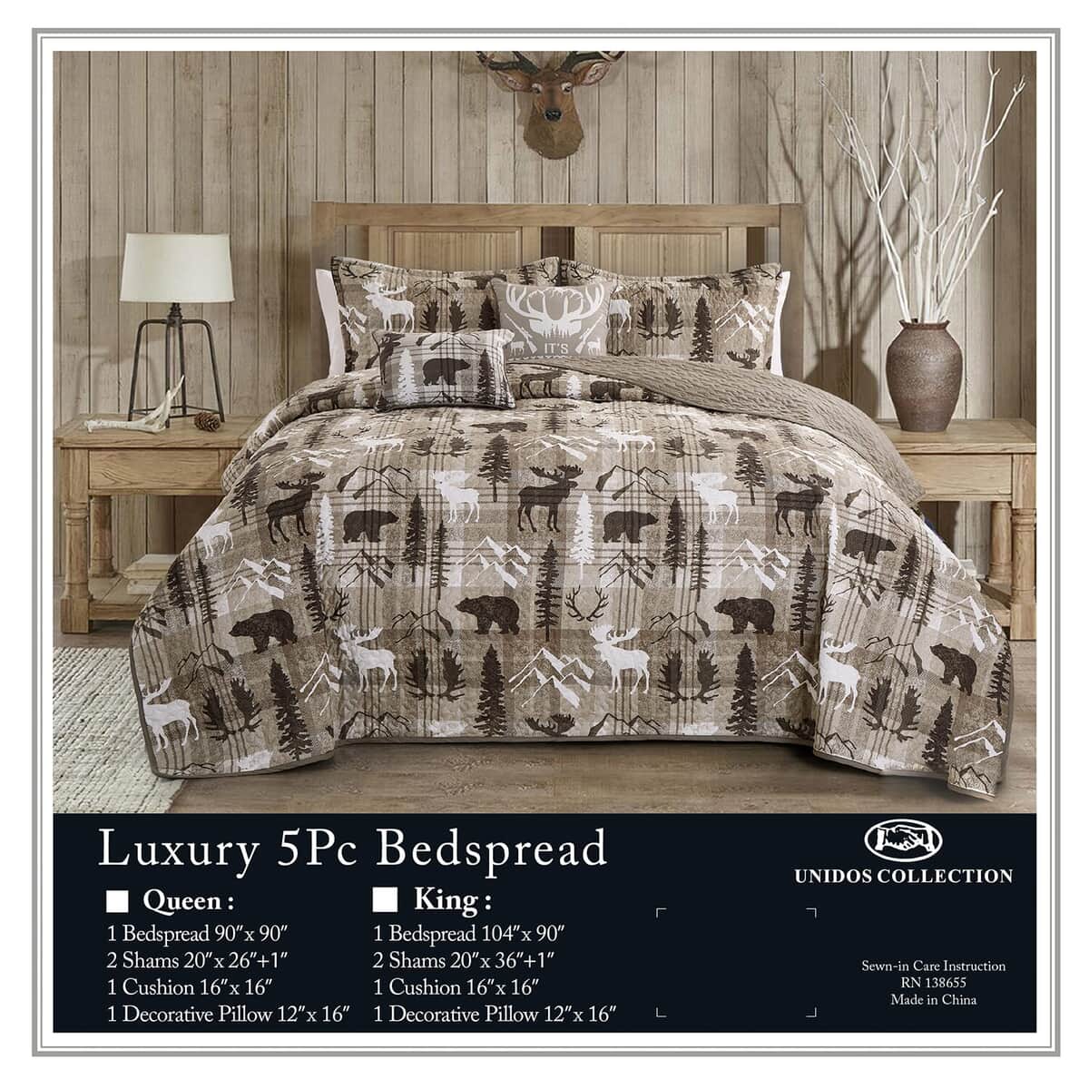 UNIDOS Brown Farmhouse 5 pc Reversible Bedspread Set -Queen image number 0