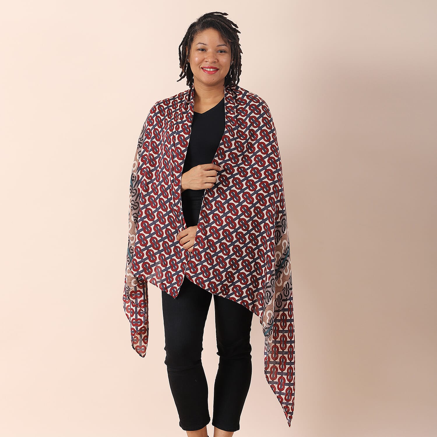 Multi Color Lattice Pattern Cotton & Linen Scarf