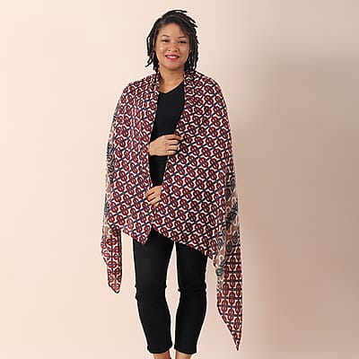 Multi Color Lattice Pattern Cotton & Linen Scarf