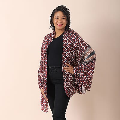 Multi Color Lattice Pattern Cotton & Linen Scarf