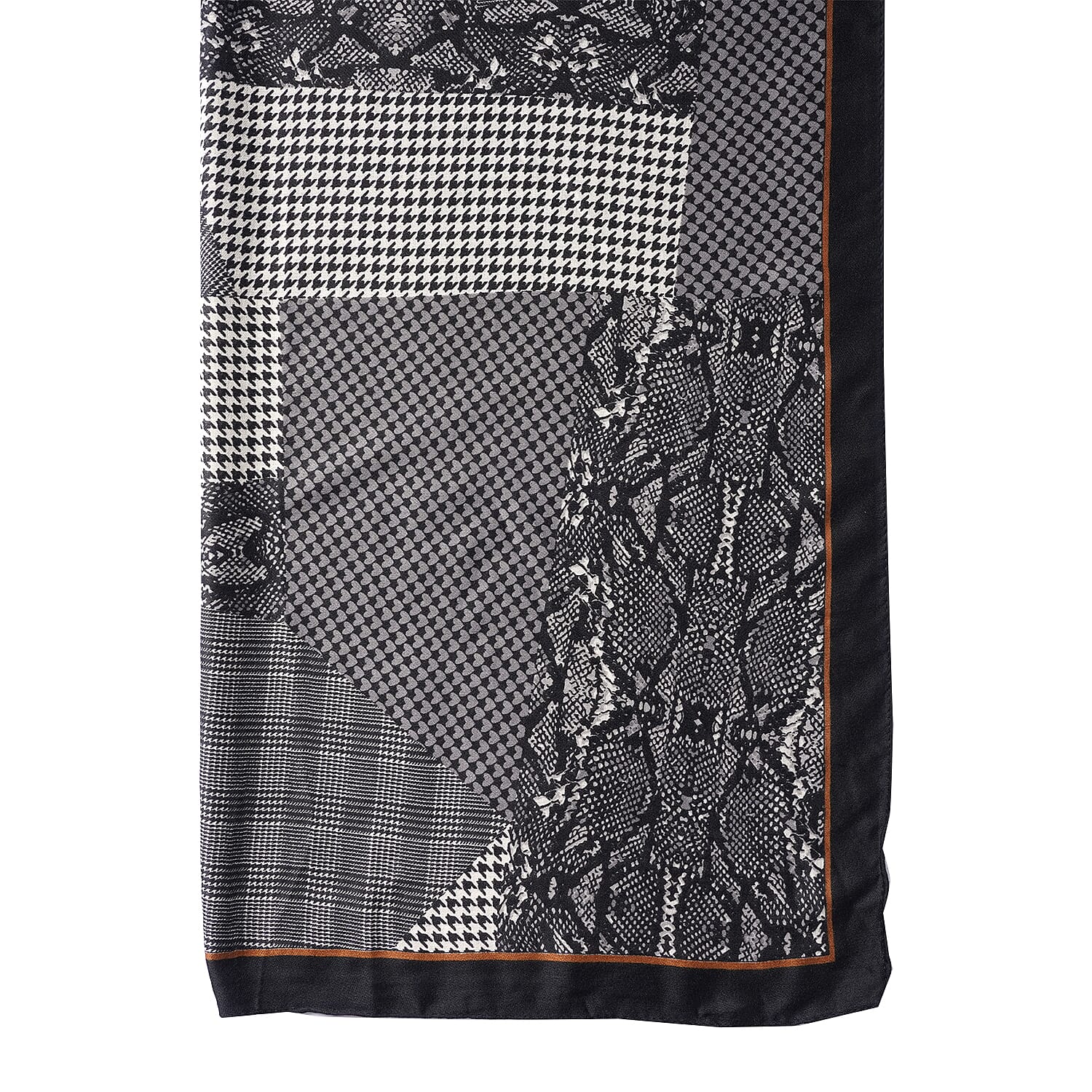 Gray Multi Cheetah Splicing Pattern Cotton & Linen Scarf