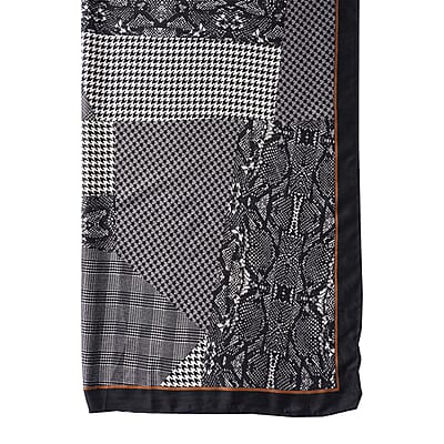 Gray Multi Cheetah Splicing Pattern Cotton & Linen Scarf