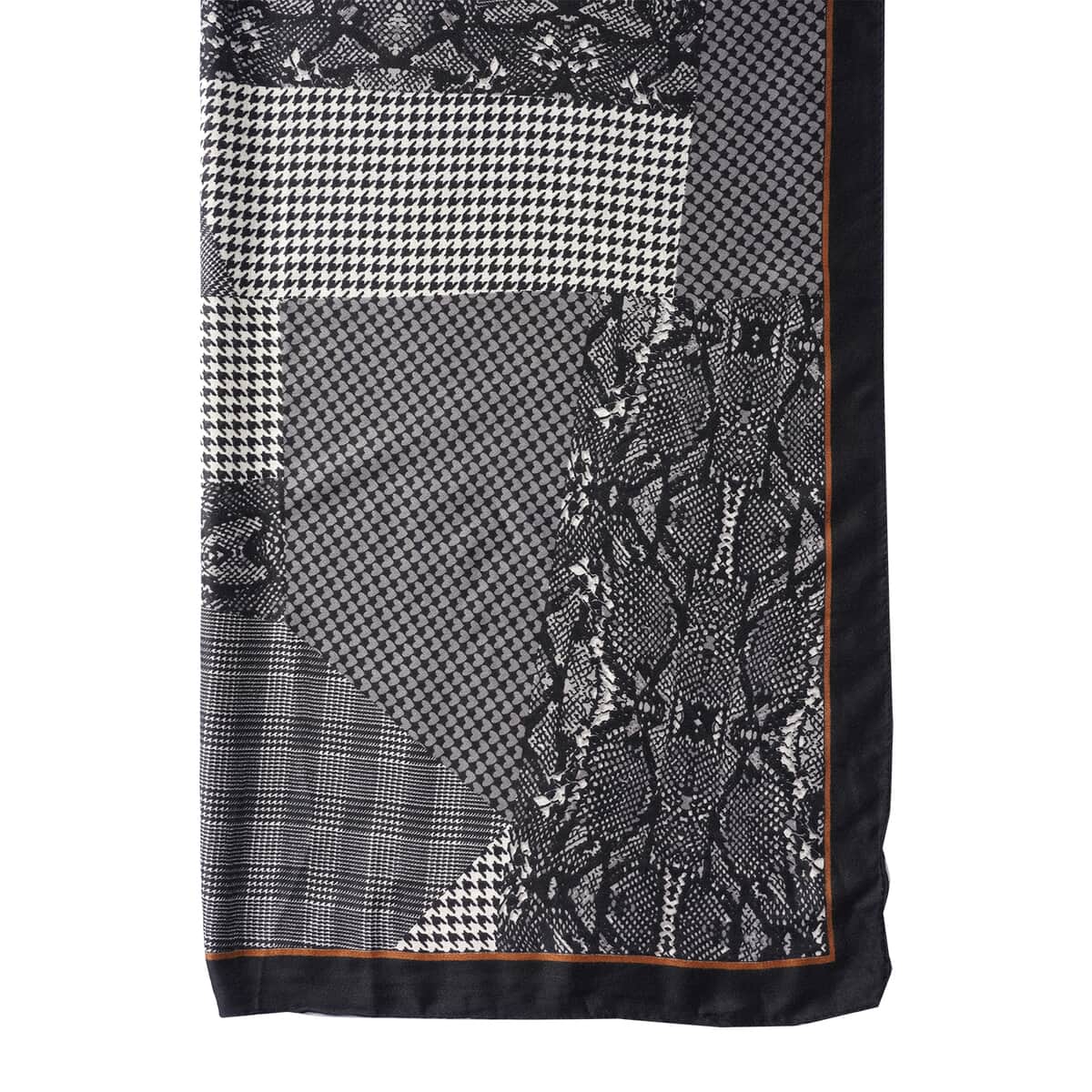Gray Multi Leopard, Splicing and Polka Dot Pattern Cotton & Linen Scarf (35x70) image number 4