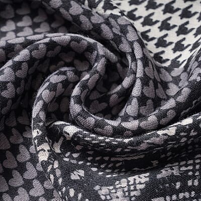 Gray Multi Cheetah Splicing Pattern Cotton & Linen Scarf