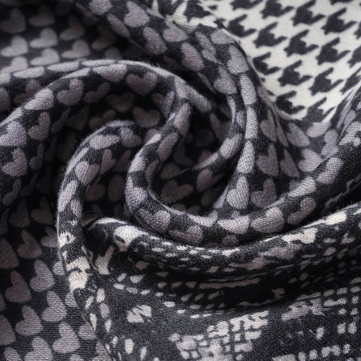 Gray Multi Leopard, Splicing and Polka Dot Pattern Cotton & Linen Scarf (35x70) image number 5