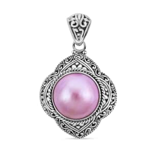 Mother's Day Special Bali Legacy Pink Mabe Pearl Pendant in Sterling Silver