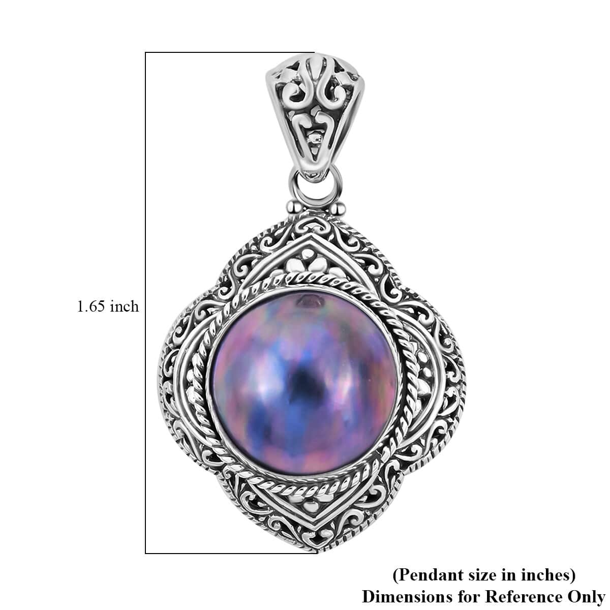 Mother's Day Special Bali Legacy Pink Mabe Pearl Pendant in Sterling Silver image number 5