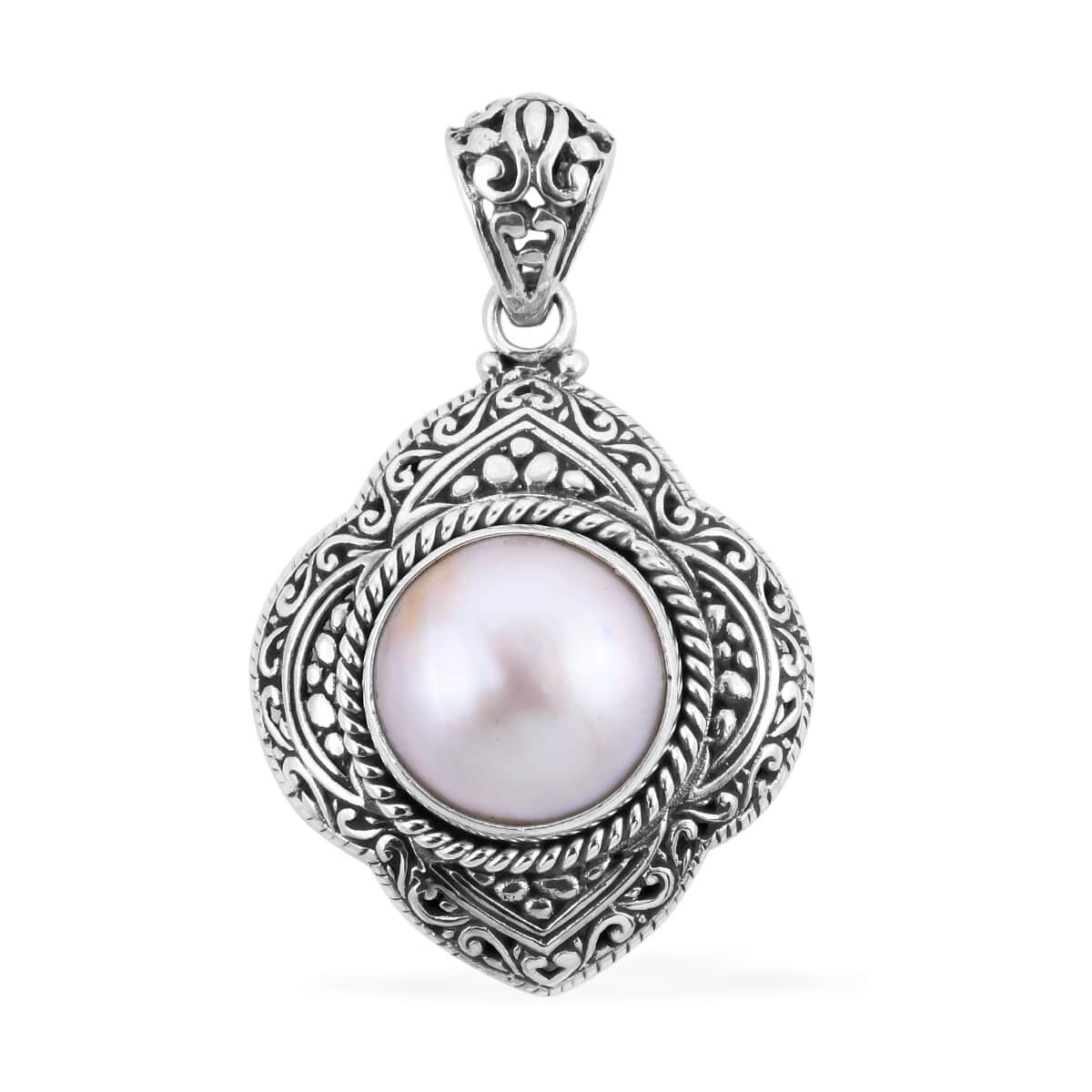 Mother’s Day Gift Bali Legacy White Mabe Pearl Pendant in Sterling Silver image number 0