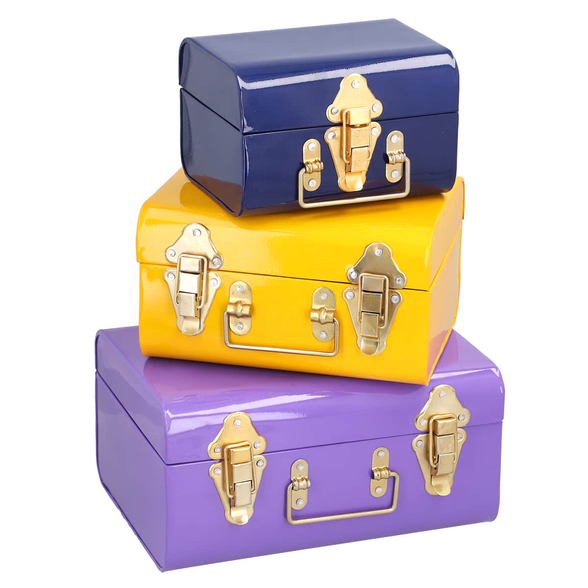 "Storage Trunk set of 3 with hammered top  Material - Iron with powder coating" image number 0