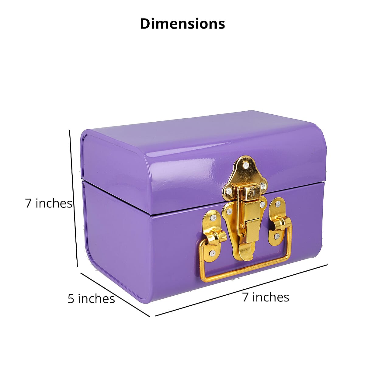 Purple Vintage Style Plain Colored Metal Storage Trunk with Clasp Lock and Handle Drop image number 2