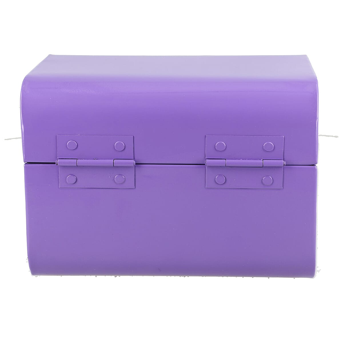 Purple Vintage Style Plain Colored Metal Storage Trunk with Clasp Lock and Handle Drop image number 4