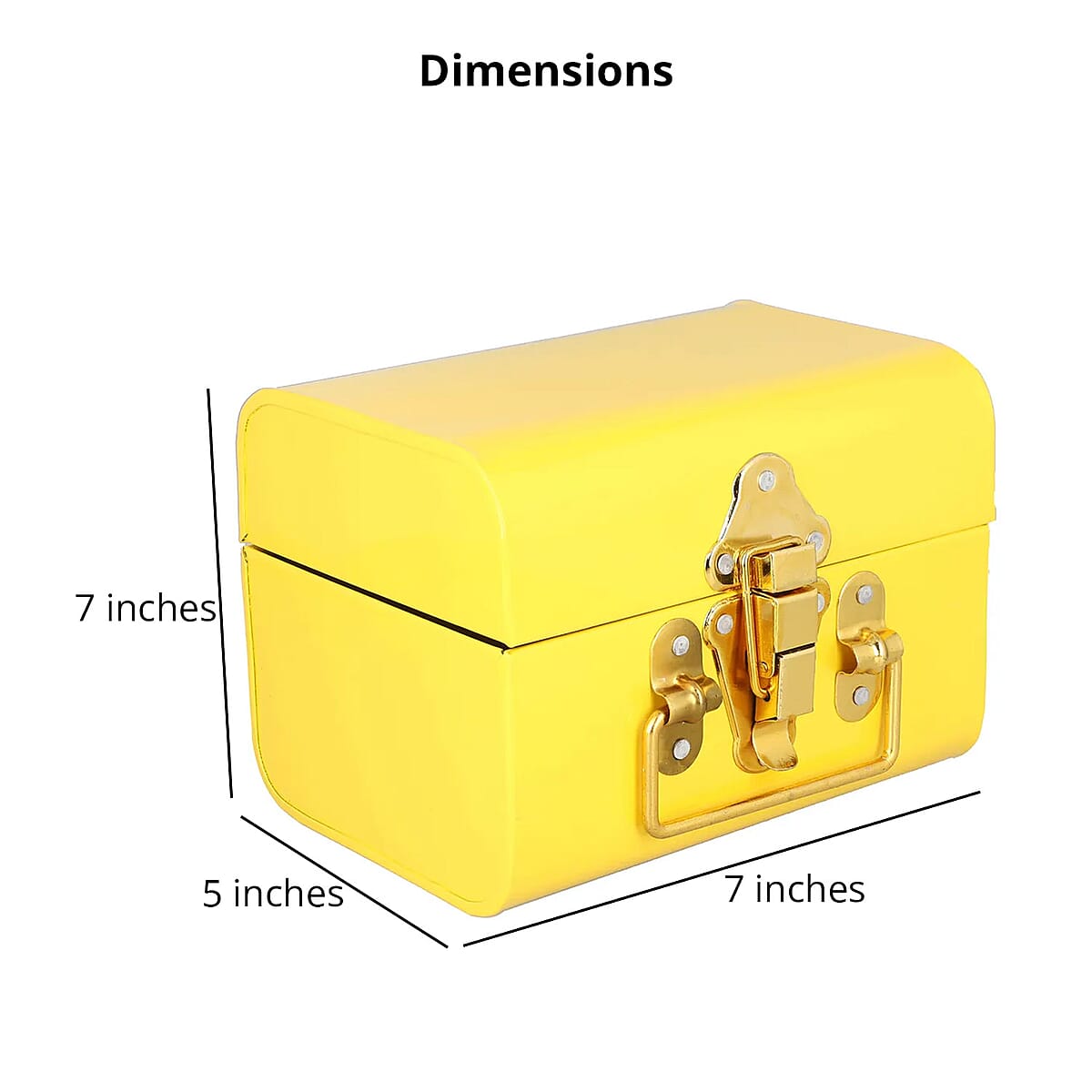 Yellow Vintage Style Plain Colored Metal Storage Trunk with Clasp Lock and Handle Drop image number 3