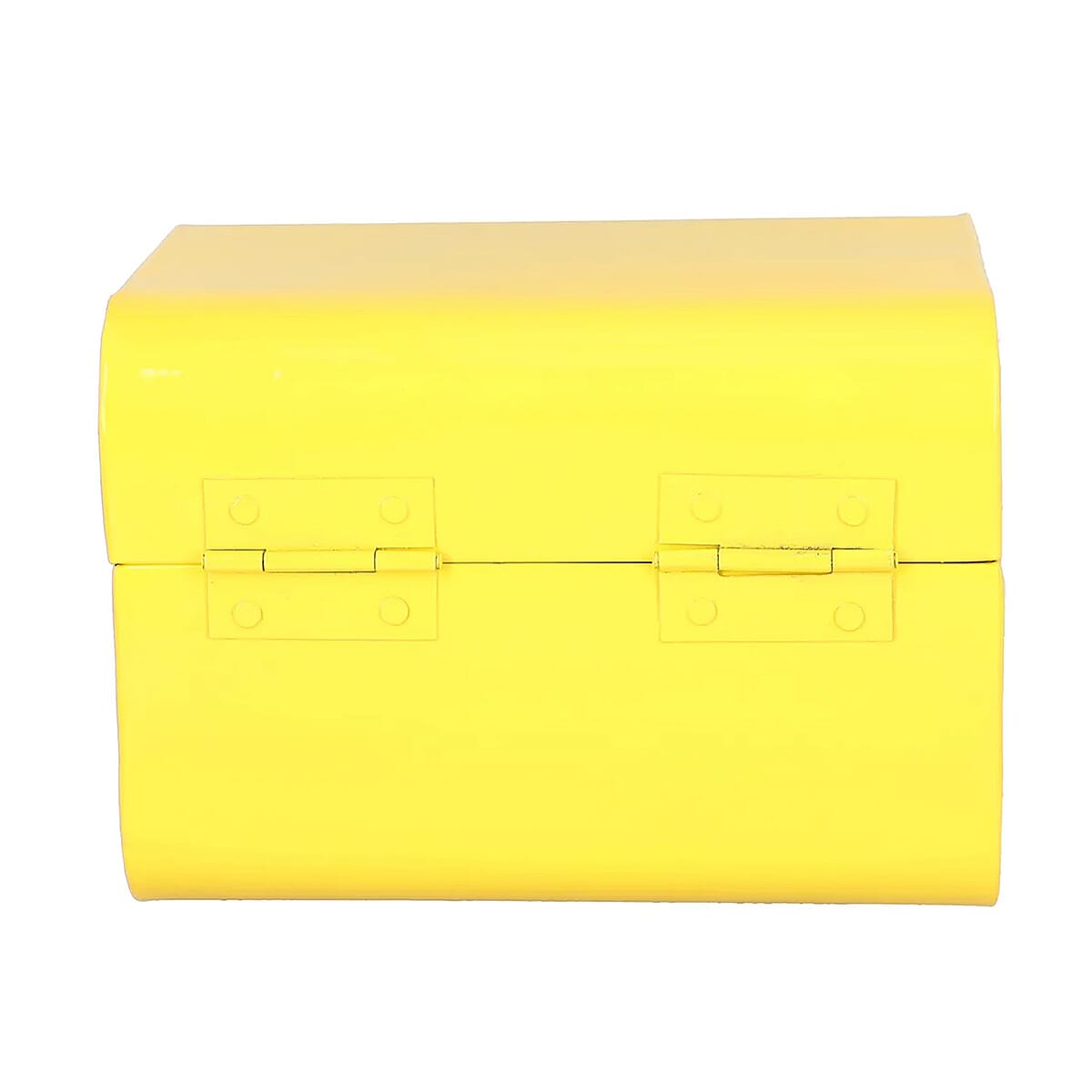 Yellow Vintage Style Plain Colored Metal Storage Trunk with Clasp Lock and Handle Drop image number 5